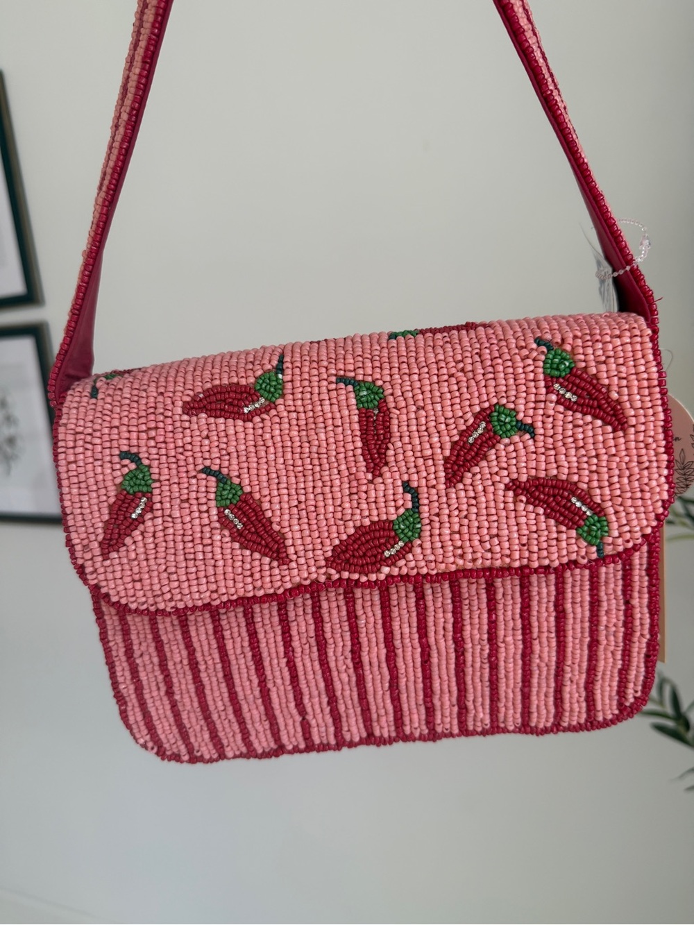 Beaded Pink Chili Pepper Shoulder Bag 🌶️💕
